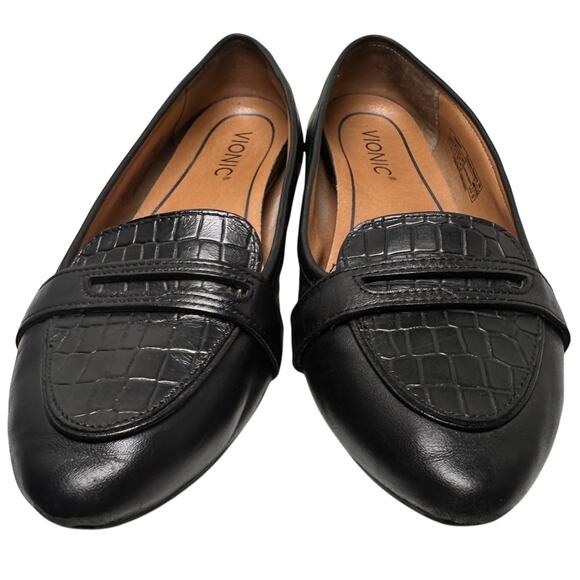 Vionic Black Croc-Embossed Loafers - Picture 12 of 15